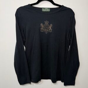 Lauren Ralph Lauren women’s Active Black Crest Long Sleeve Tee Women’s Size M